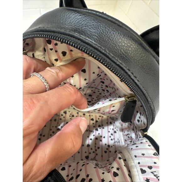 Betsy Johnson Mini Back Pack Black White Pink with Embroidered Flower Logo - Picture 10 of 10